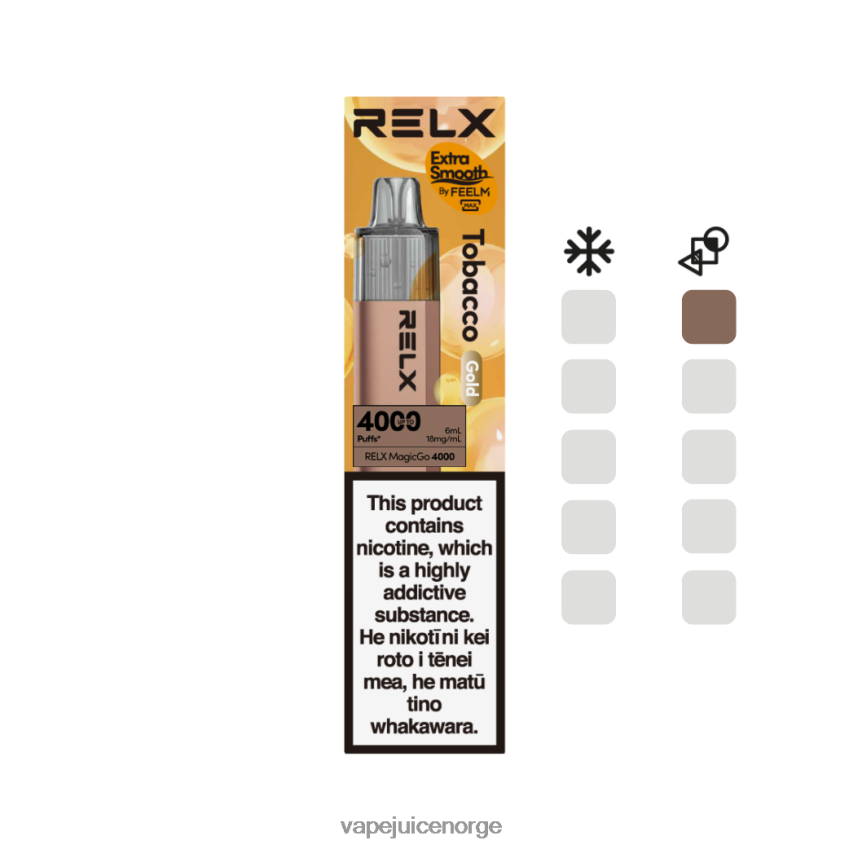 Vape Juice tobakk (gull) - RELX MagicGo 4000 engangsvape 88006N2