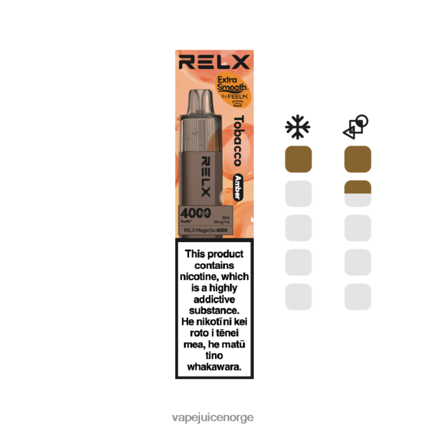 Vape Norge tobakk (rav) - RELX MagicGo 4000 engangsvape 88006N5