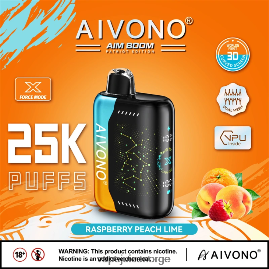 Aivono AIM BOOM 25 000 bringebær fersken lime - P26VZ8350 Vape Juice