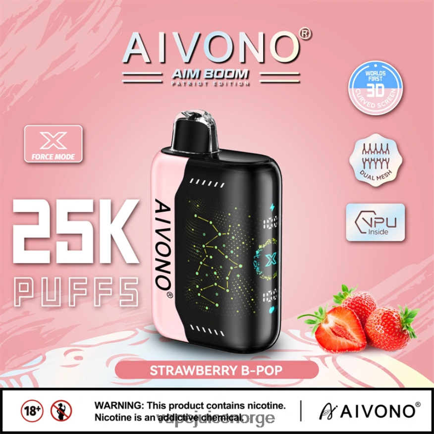 Aivono AIM BOOM 25 000 jordbær b-pop - P26VZ8352 Vape Juice