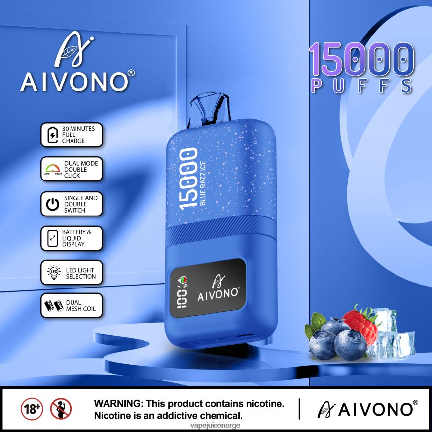 Aivono AIM magic 15 000 blå razz is - P26VZ864 Vape Juice
