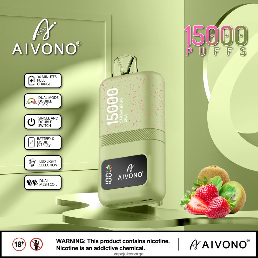 Aivono AIM magic 15 000 jordbær kiwi - P26VZ863 Vape Norge