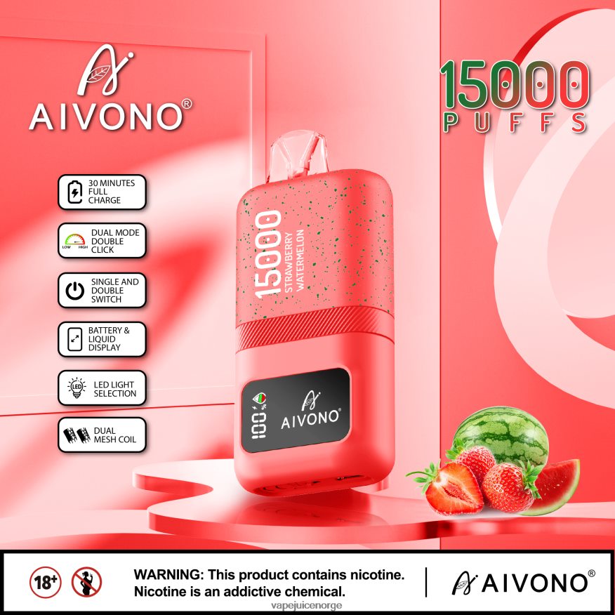 Aivono AIM magic 15 000 jordbær vannmelon - P26VZ858 Vape Juice