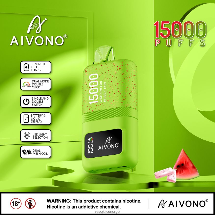 Aivono AIM magic 15 000 vannmelon tyggegummi - P26VZ865 Vape Norge