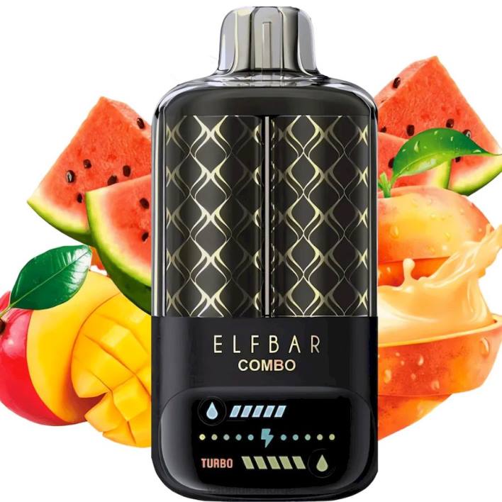 Vape Juice 2N0T6 - fersken mango og vannmelon Elf Bar Combo 25 000