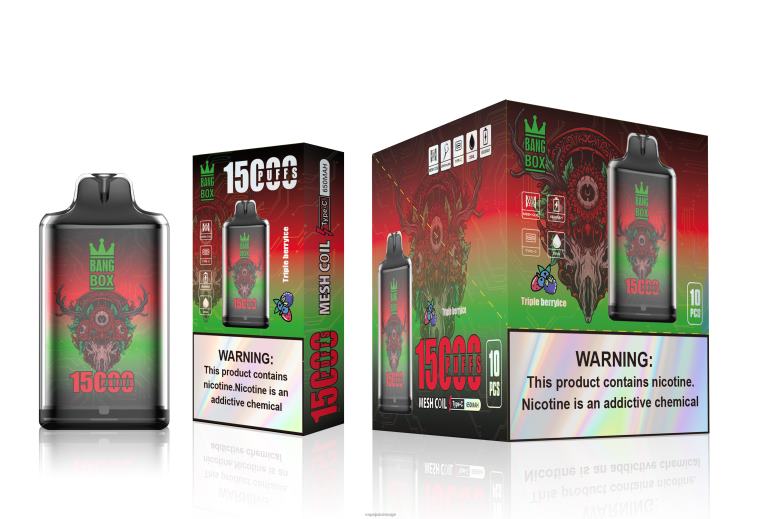 Vape Juice D6HP8104 trippel bæris - Bang Box s1-15000 drag