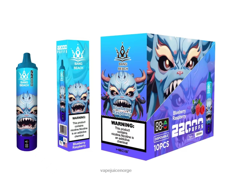 Vape Juice D6HP814 blåbær bringebær - Bang Beach 22000 puffs smartskjerm