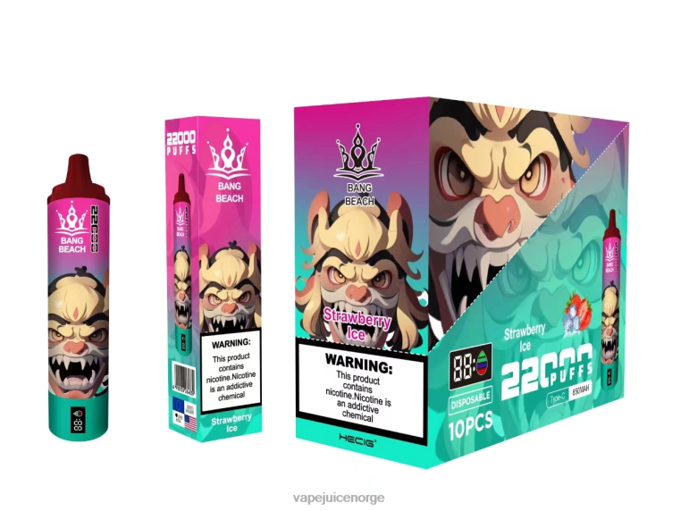 Vape Juice D6HP820 jordbæris - Bang Beach 22000 puffs smartskjerm
