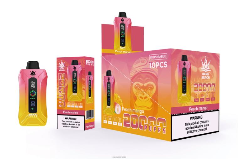 Vape Juice D6HP82 fersken mango - Bang Beach 20000 puffs smart screen vape