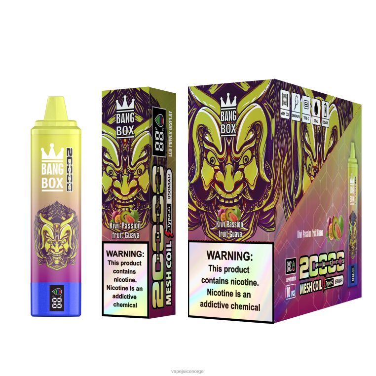 Vape Juice D6HP850 kiwi pasjonsfrukt guava - Bang Box 20000 puffs smartskjerm