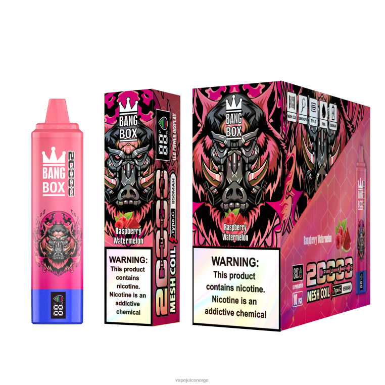 Vape Juice D6HP853 bringebær vannmelon - Bang Box 20000 puffs smartskjerm
