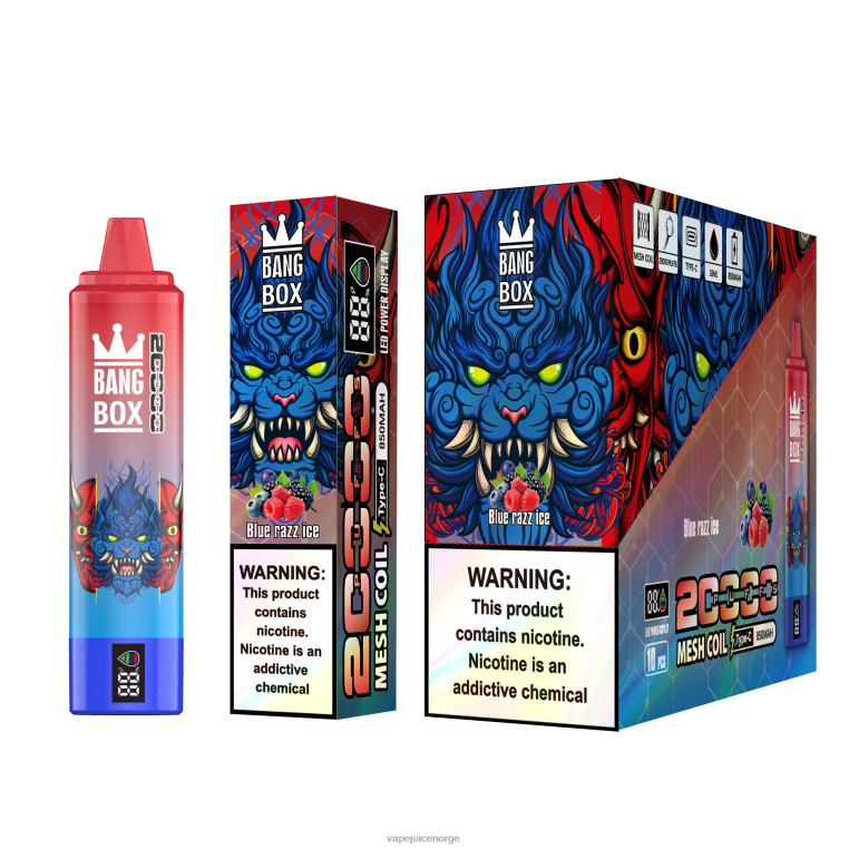 Vape Juice D6HP859 blå razz is - Bang Box 20000 puffs smartskjerm