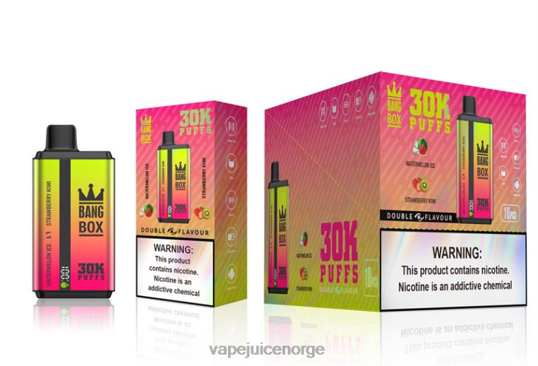 Vape Juice D6HP862 vannmelon is og jordbærkiwi - Bang Box 30000 puff doble smaker