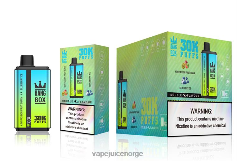 Vape Juice D6HP865 kiwi pasjonsfrukt guava og blåbæris - Bang Box 30000 puff doble smaker