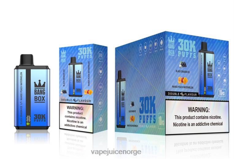 Vape Juice D6HP871 svart drageis og mango fersken vannmelon - Bang Box 30000 puff doble smaker