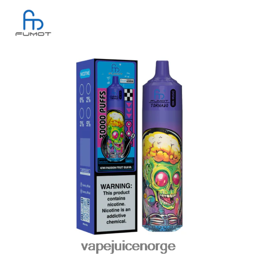 Vape Juice P8RHLH14 kiwi pasjonsfrukt guava Fumot Tornado 30k musikk