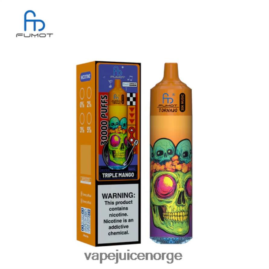 Vape Juice P8RHLH29 trippel mango Fumot Tornado 30k musikk