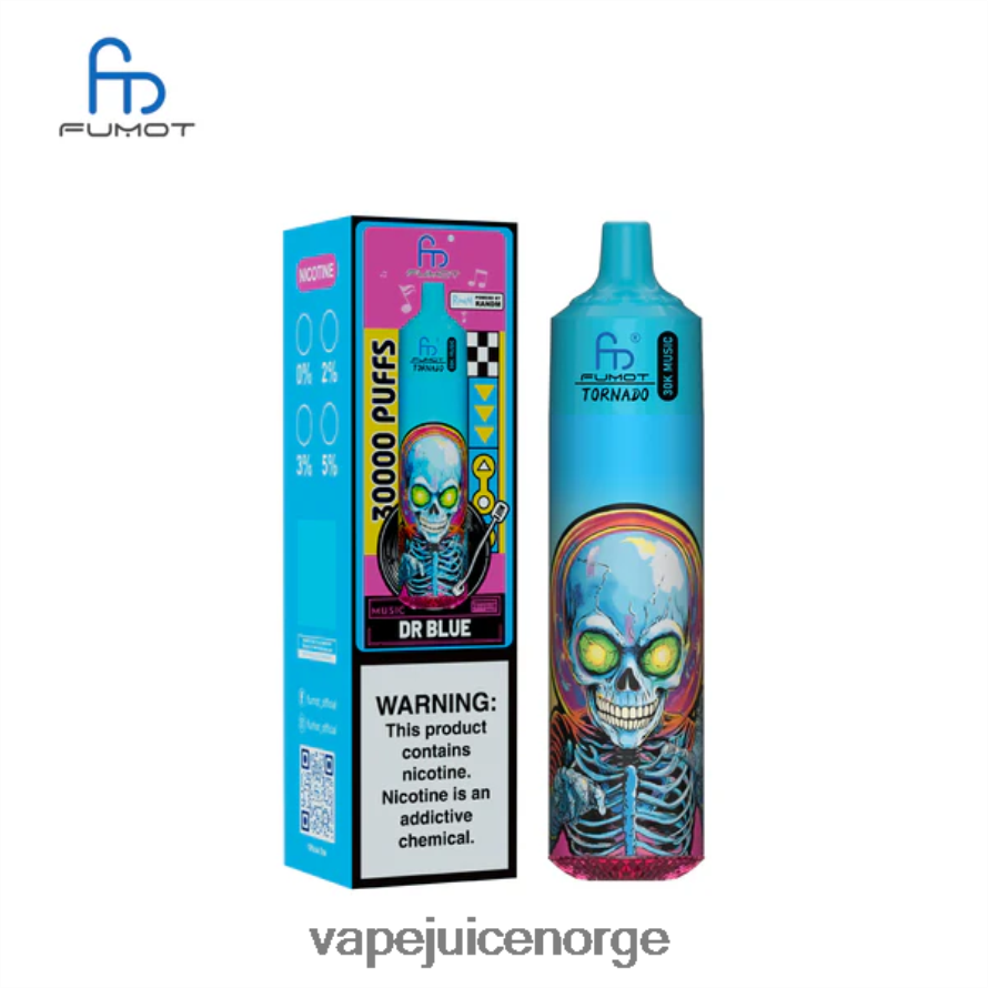 Vape Med Nikotin P8RHLH12 dr blå Fumot Tornado 30k musikk