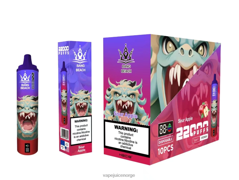 Vape Norge D6HP813 surt eple - Bang Beach 22000 puffs smartskjerm