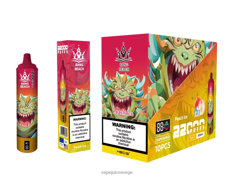 Vape Norge D6HP816 fersken is - Bang Beach 22000 puffs smartskjerm