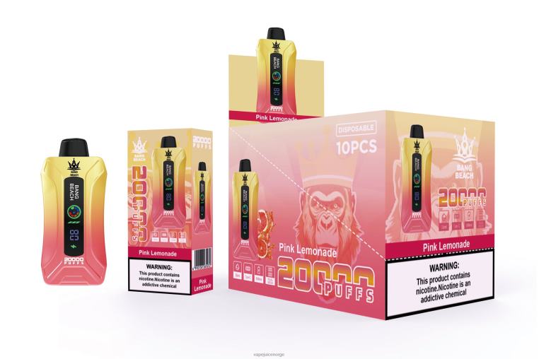 Vape Norge D6HP84 rosa limonade - Bang Beach 20000 puffs smart screen vape