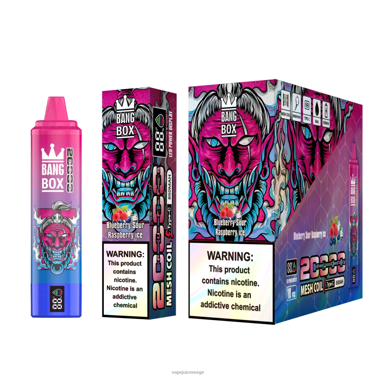 Vape Norge D6HP855 blåbærsur bringebæris - Bang Box 20000 puffs smartskjerm