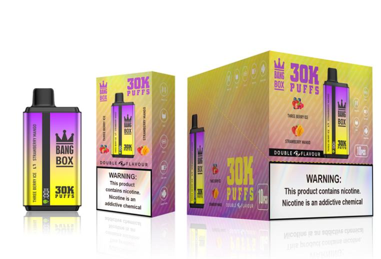 Vape Norge D6HP867 tre bær is & jordbær mango - Bang Box 30000 puff doble smaker