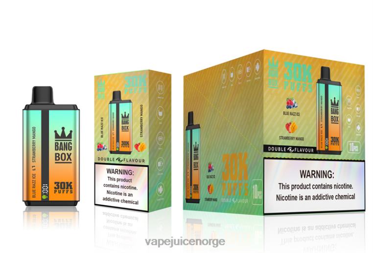 Vape Norge D6HP873 blå razz is og jordbærmango - Bang Box 30000 puff doble smaker