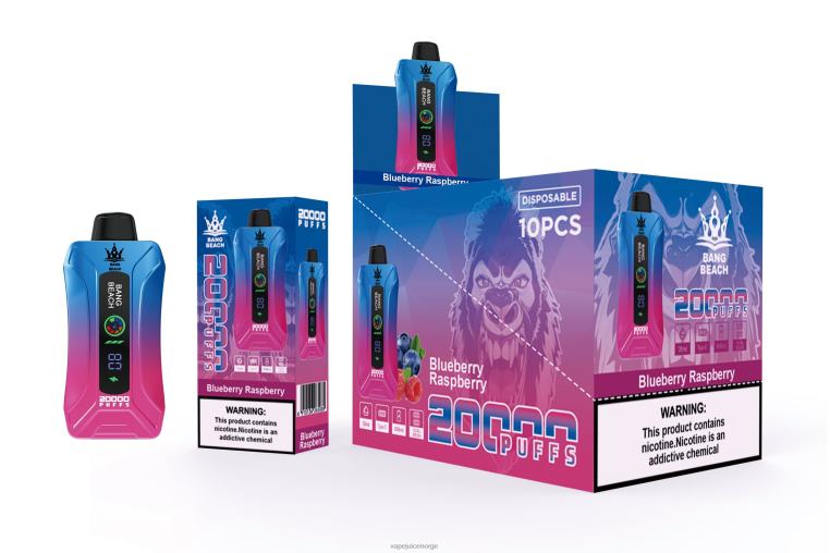 Vape Pen D6HP812 blåbær bringebær - Bang Beach 20000 puffs smart screen vape