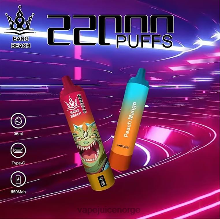 Vape Pen D6HP824 fersken mango - Bang Beach 22000 puffs smartskjerm
