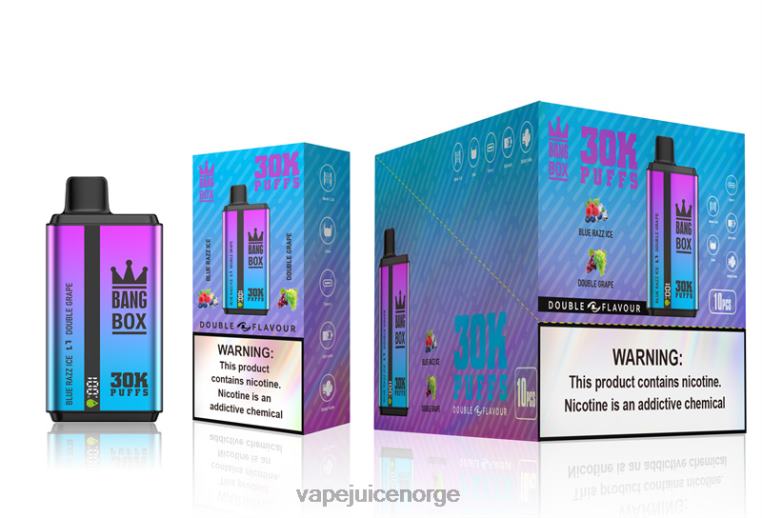 Vape Pen D6HP872 blå razz is og dobbel drue - Bang Box 30000 puff doble smaker