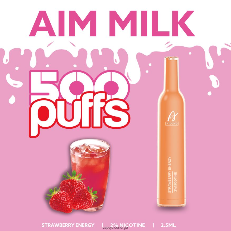 Aivono AIM MILK 500 jordbær energi - P26VZ8266 Vape Juice