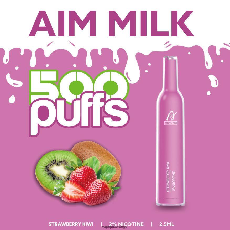 Aivono AIM MILK 500 jordbær kiwi - P26VZ8271 Vape Norge