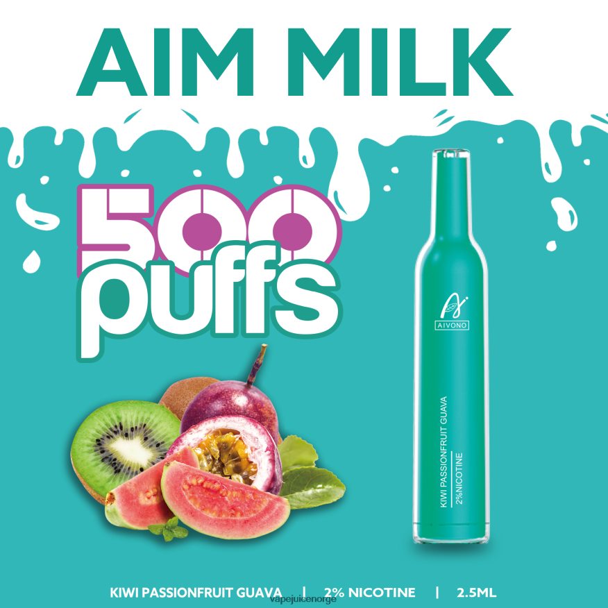 Aivono AIM MILK 500 kiwi pasjonsfrukt guava - P26VZ8272 Vape Juice
