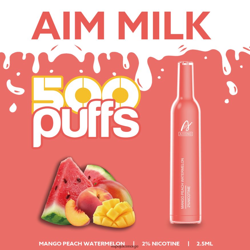 Aivono AIM MILK 500 mango fersken vannmelon - P26VZ8268 Vape Juice