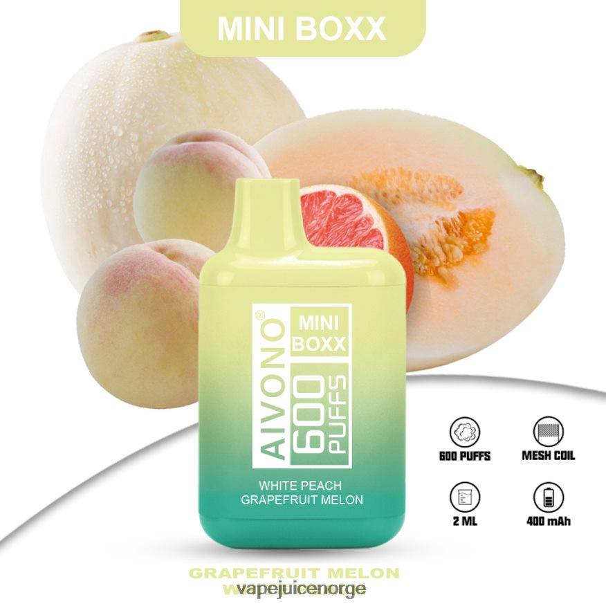 Aivono AIM MINI BOXX 600 hvit fersken grapefrukt melon - P26VZ8241 Vape Norge
