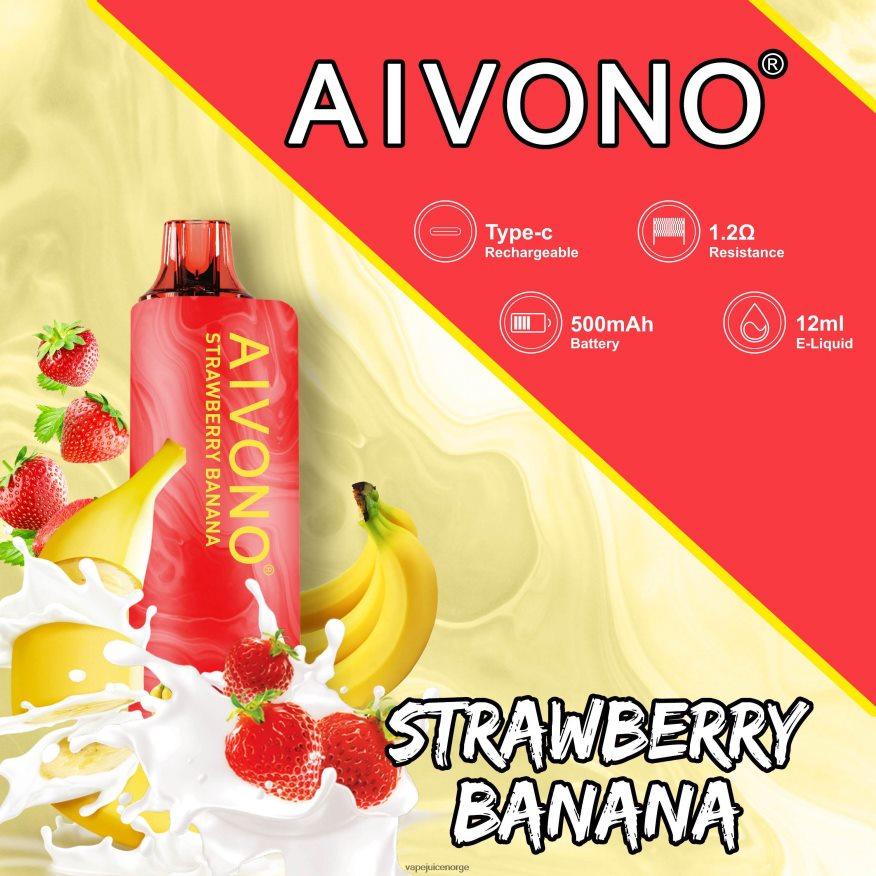 Aivono AIM GUN 7000 jordbær banan - P26VZ8107 Vape Norge
