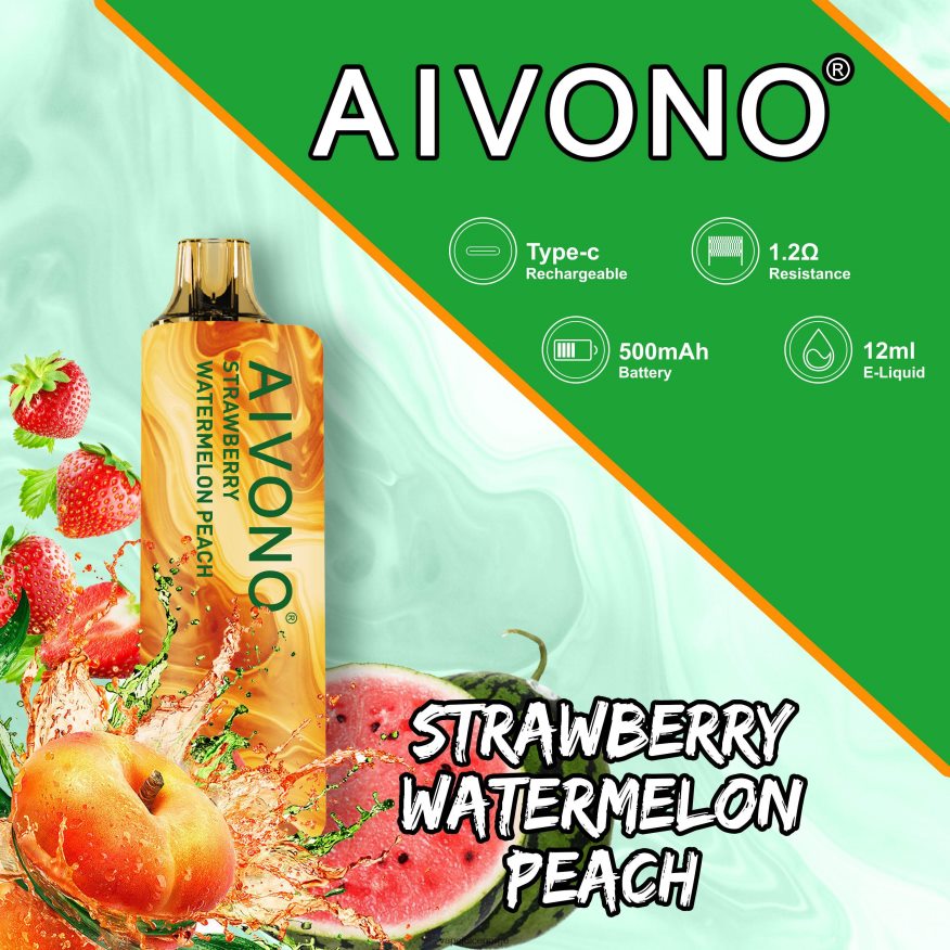 Aivono AIM GUN 7000 jordbær vannmelon fersken - P26VZ8108 Vape Juice