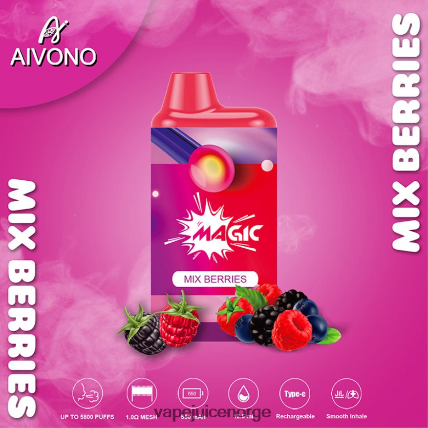 Aivono AIM MAGIC 5800 munnboks sigarett bland bær - P26VZ8100 Vape Juice