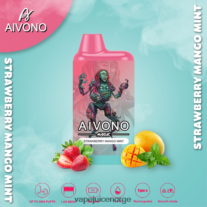 Aivono AIM MAGIC 5800 munnboks sigarett jordbær mango mynte - P26VZ897 Vape Norge