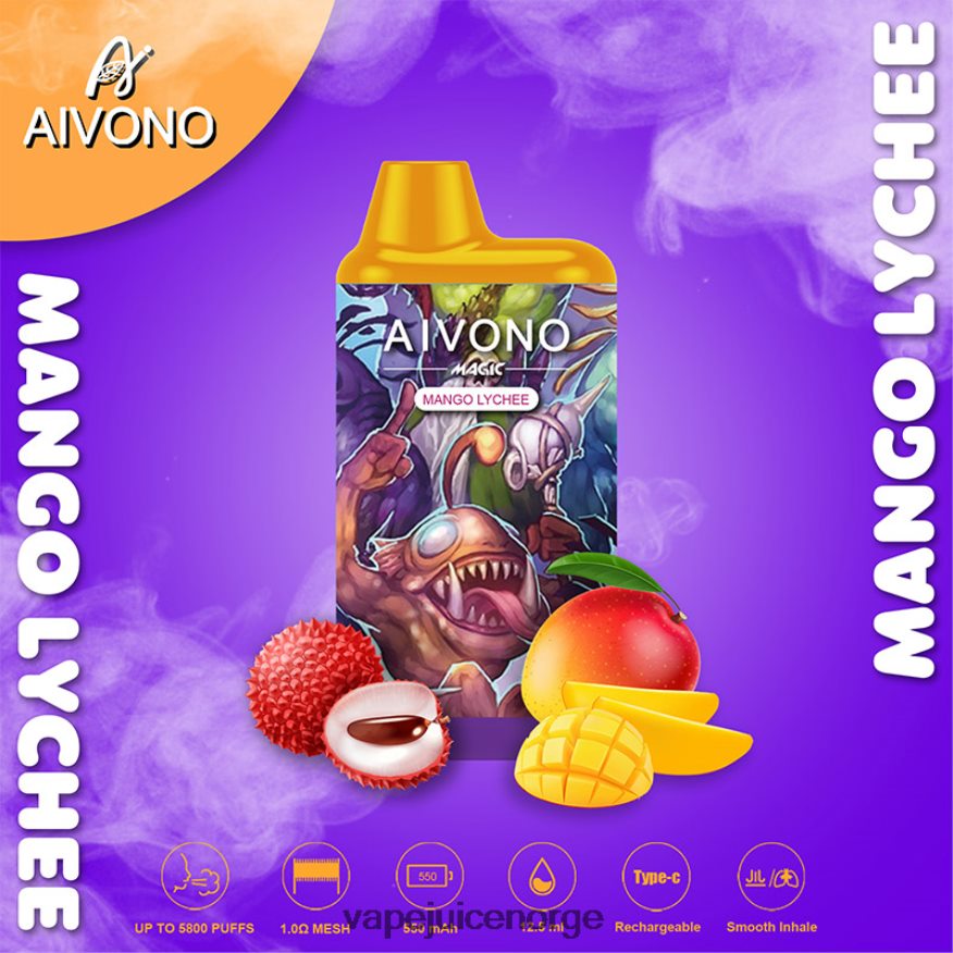 Aivono AIM MAGIC 5800 munnboks sigarett mango litchi - P26VZ898 Vape Juice