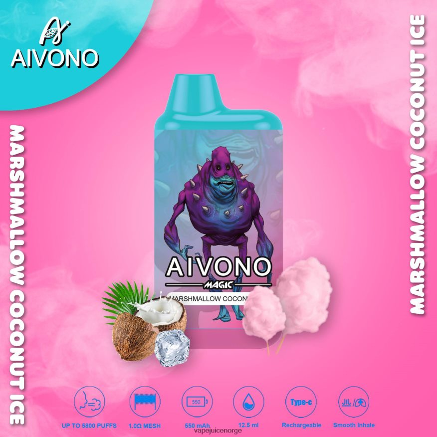 Aivono AIM MAGIC 5800 munnboks sigarett marshmallow kokos is - P26VZ895 Vape Norge