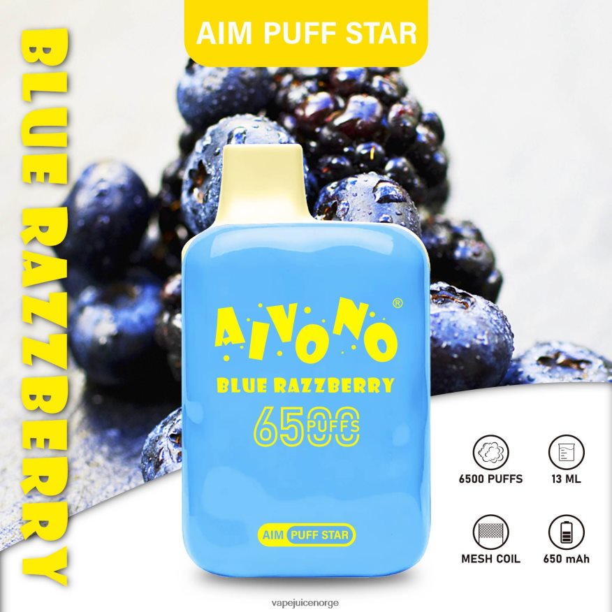 Aivono AIM PUFF STAR 6500 blå razzberry - P26VZ8292 Vape Juice