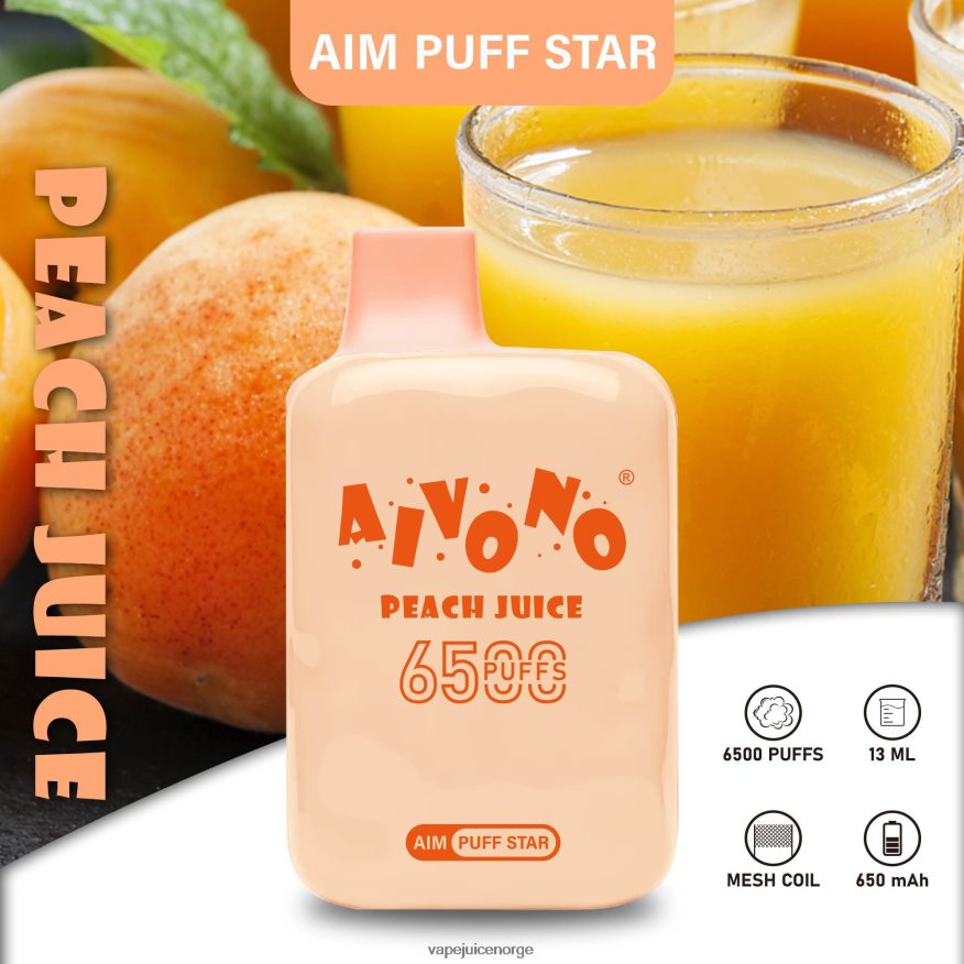Aivono AIM PUFF STAR 6500 ferskenjuice - P26VZ8289 Vape Norge