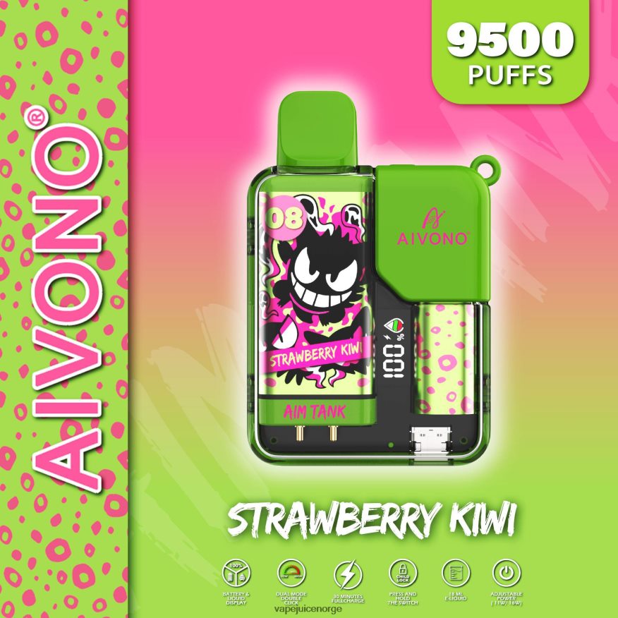 Aivono AIM TANK 9500 jordbær kiwi - P26VZ847 Vape Norge