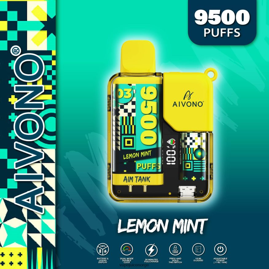 Aivono AIM TANK 9500 sitron mynte - P26VZ835 Vape Norge