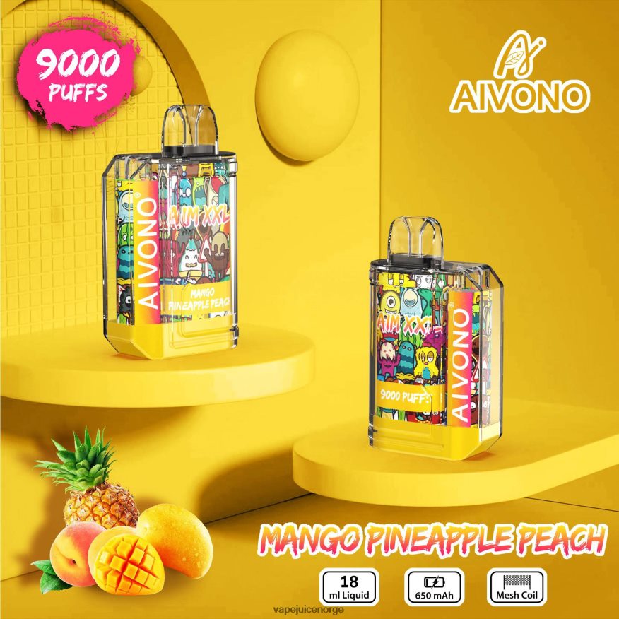 Aivono AIM XXL 9000 munnklistremerke gjennomsiktig mango ananas fersken - P26VZ849 Vape Norge