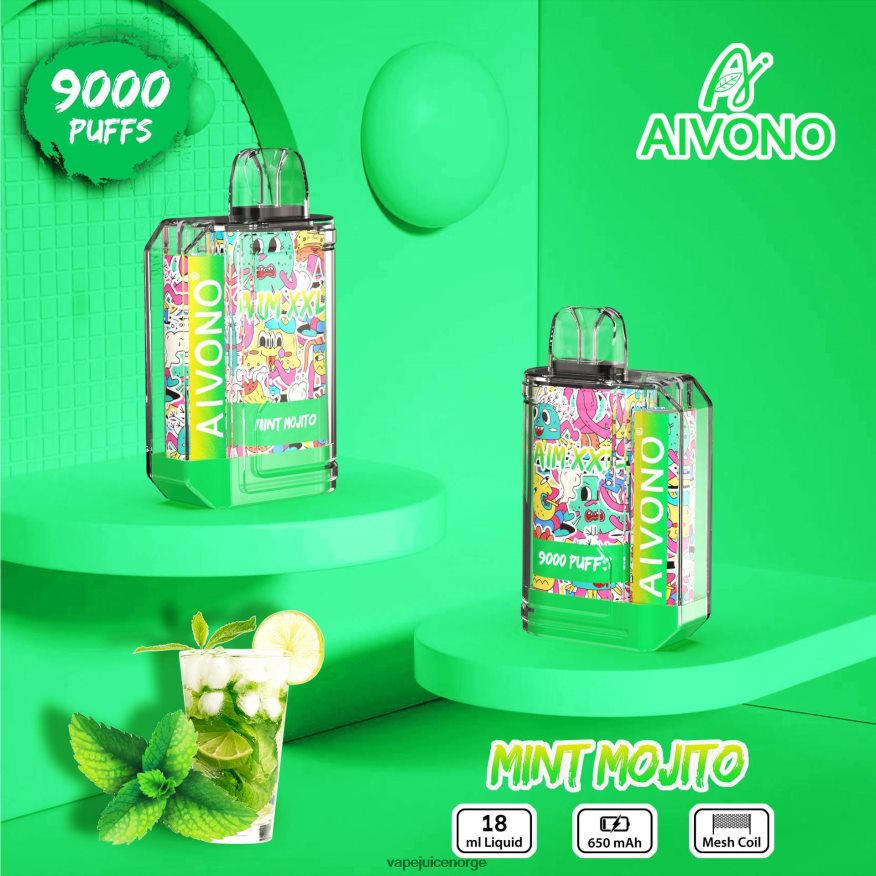 Aivono AIM XXL 9000 munnklistremerke gjennomsiktig mynte mojito - P26VZ855 Vape Norge