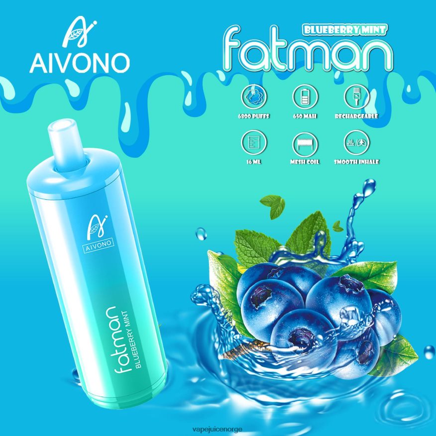 Aivono FATMAN 6800 blåbær mynte - P26VZ822 Vape Juice