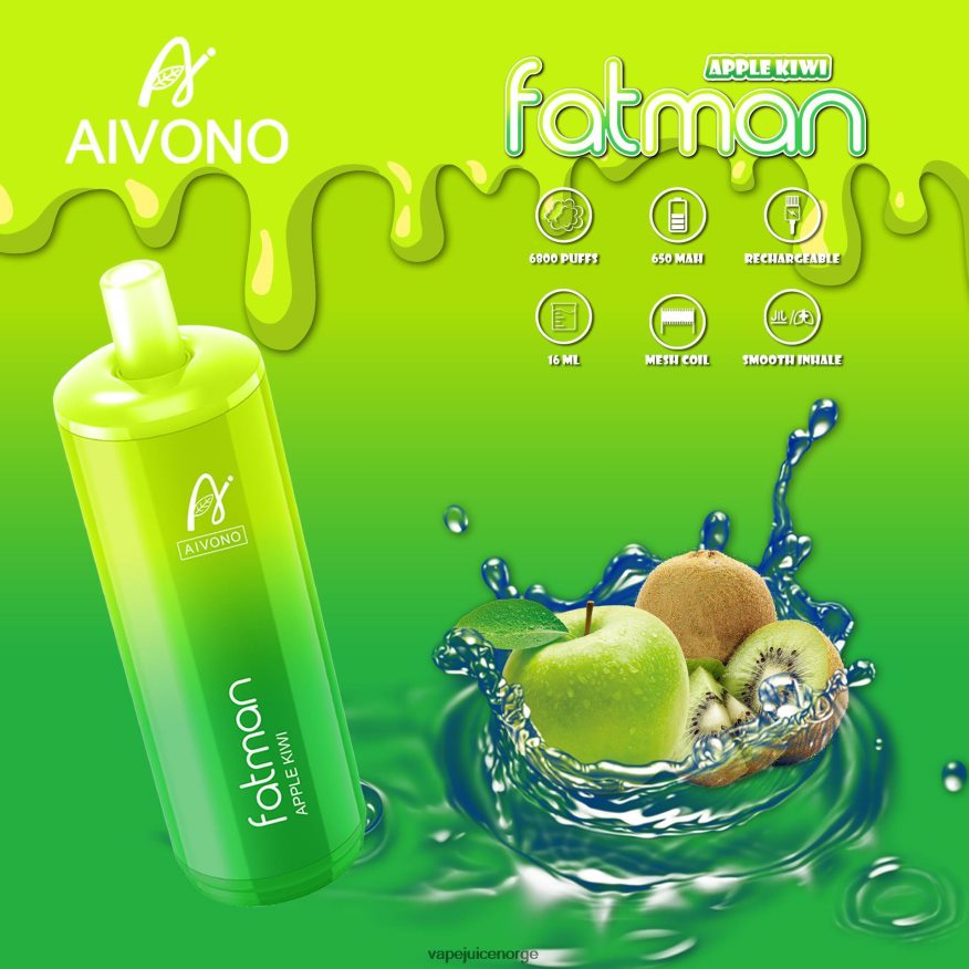Aivono FATMAN 6800 eple kiwi - P26VZ831 Vape Norge